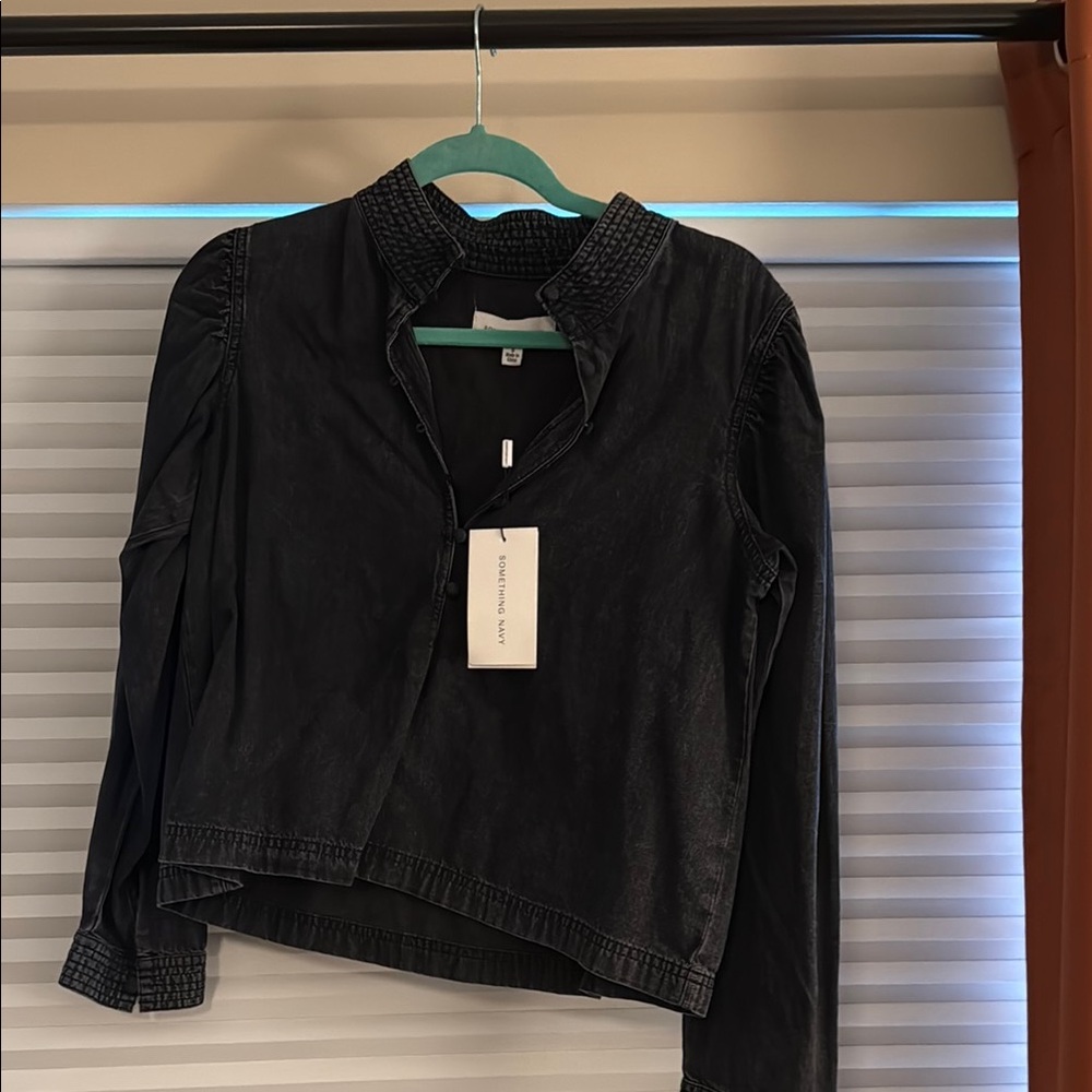 Something Navy Black Blouse